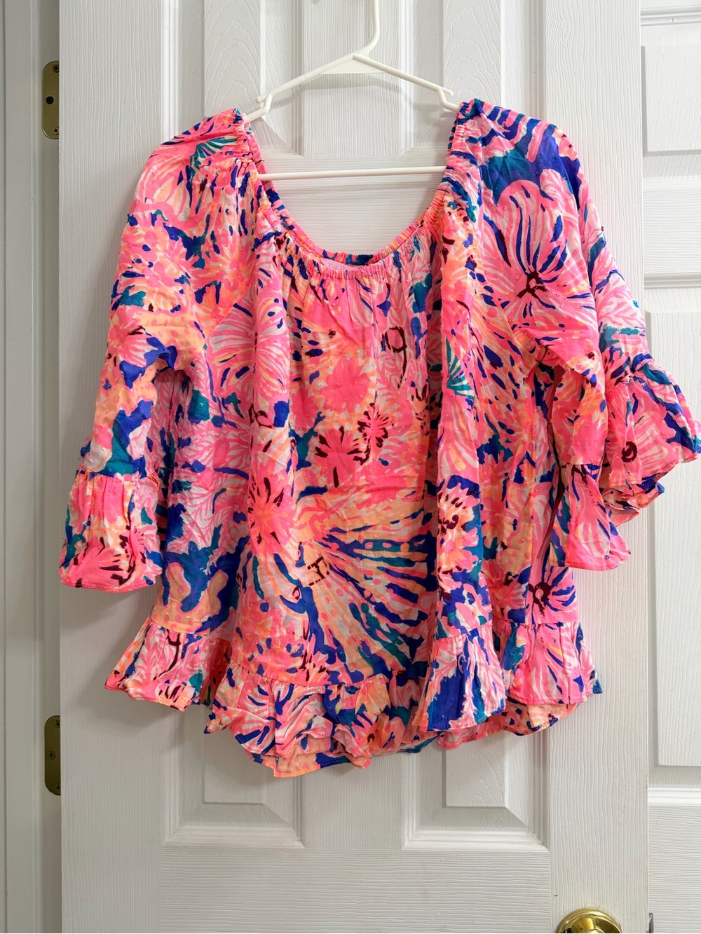 Lilly Pultizer Pink Floral Peasant Top - Women